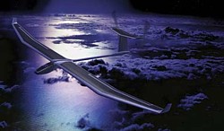 Solarflugzeug Solarimpulse im Nachtflug Grafik