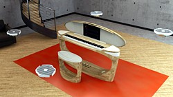 Digitalpiano mit Drohnen-Lautsprechern