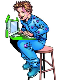 Comicfigur Jame mit OLPC