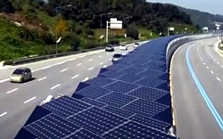 Solardach-Radweg in Südkorea aus der Nähe